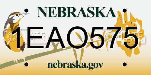 1EAO575 Nebraska License Plate