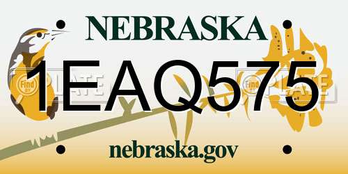 1EAQ575 Nebraska License Plate