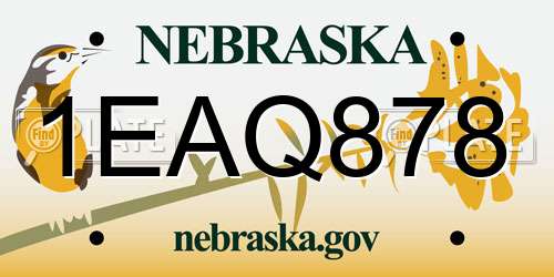 1EAQ878 Nebraska License Plate
