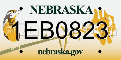 1EB0823 Nebraska License Plate