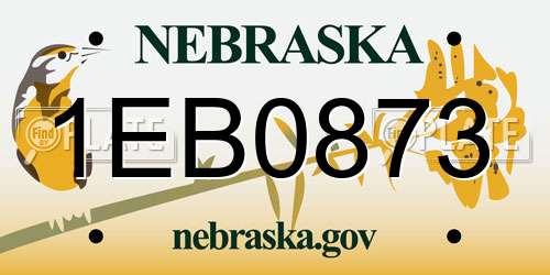 1EB0873 Nebraska License Plate