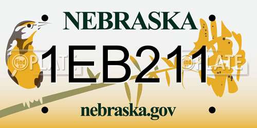 1EB211 Nebraska License Plate
