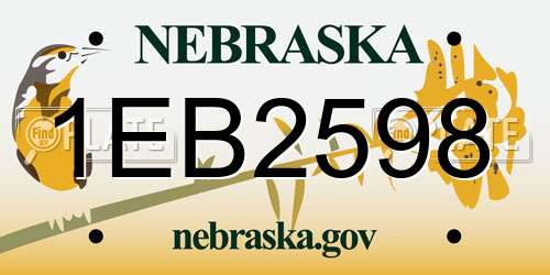 1EB2598 Nebraska License Plate