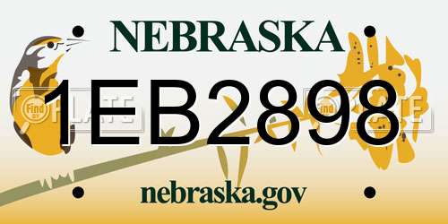1EB2898 Nebraska License Plate