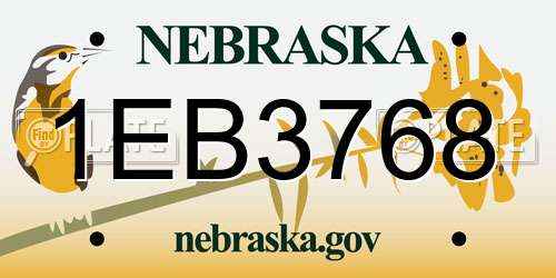 1EB3768 Nebraska License Plate