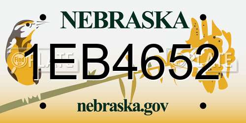 1EB4652 Nebraska License Plate