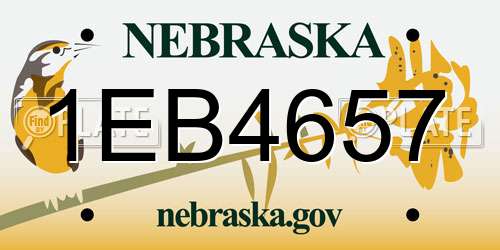 1EB4657 Nebraska License Plate