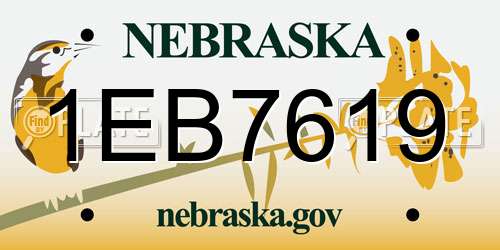 1EB7619 Nebraska License Plate