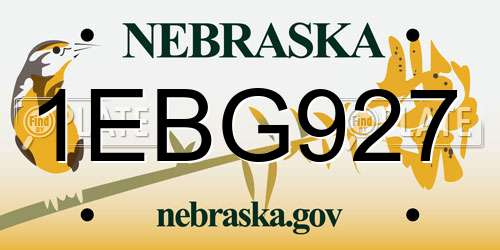1EBG927 Nebraska License Plate