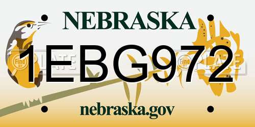 1EBG972 Nebraska License Plate