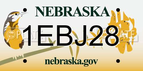 1EBJ28 Nebraska License Plate