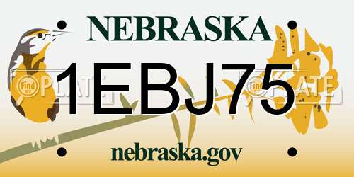 1EBJ75 Nebraska License Plate