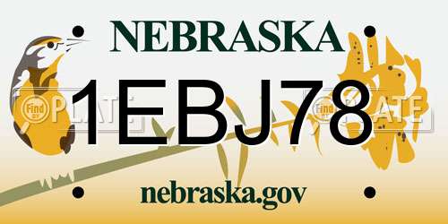 1EBJ78 Nebraska License Plate