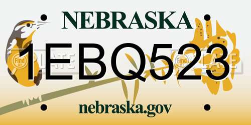 1EBQ523 Nebraska License Plate
