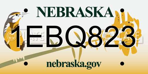 1EBQ823 Nebraska License Plate