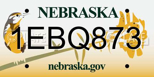 1EBQ873 Nebraska License Plate