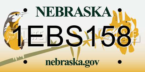 1EBS158 Nebraska License Plate