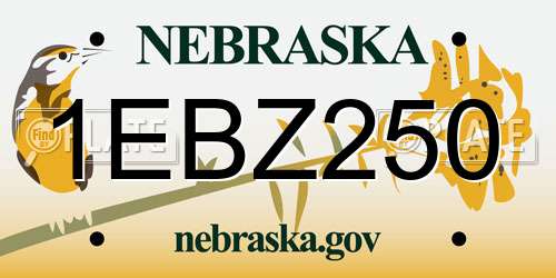 1EBZ250 Nebraska License Plate