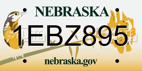 1EBZ895 Nebraska License Plate