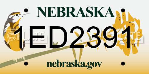 1ED2391 Nebraska License Plate