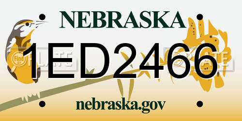 1ED2466 Nebraska License Plate