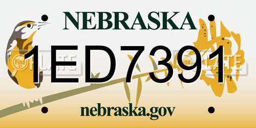1ED7391 Nebraska License Plate