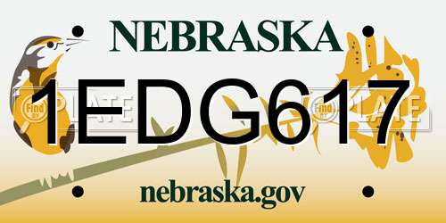 1EDG617 Nebraska License Plate