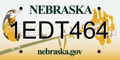 1EDT464 Nebraska License Plate