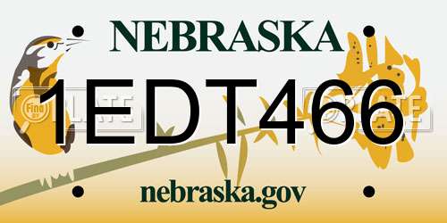 1EDT466 Nebraska License Plate