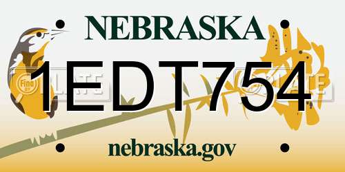 1EDT754 Nebraska License Plate