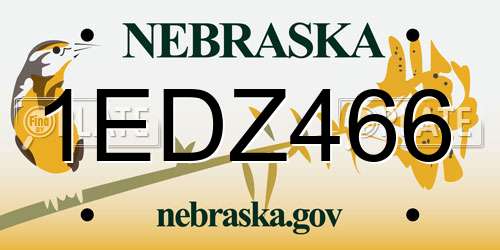 1EDZ466 Nebraska License Plate