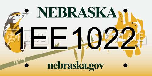 1EE1022 Nebraska License Plate