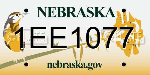 1EE1077 Nebraska License Plate