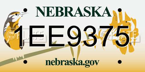 1EE9375 Nebraska License Plate