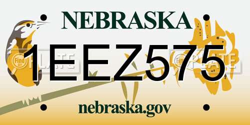 1EEZ575 Nebraska License Plate