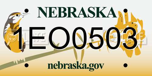 1EO0503 Nebraska License Plate