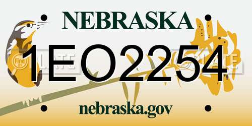 1EO2254 Nebraska License Plate