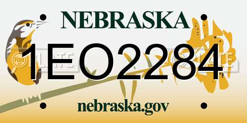 1EO2284 Nebraska License Plate