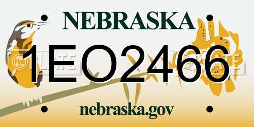1EO2466 Nebraska License Plate