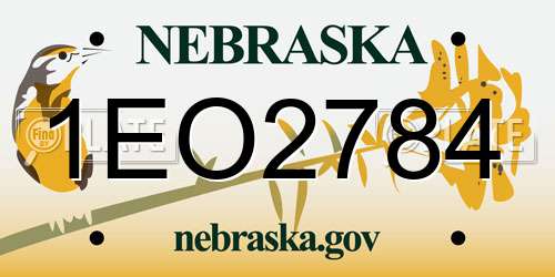 1EO2784 Nebraska License Plate