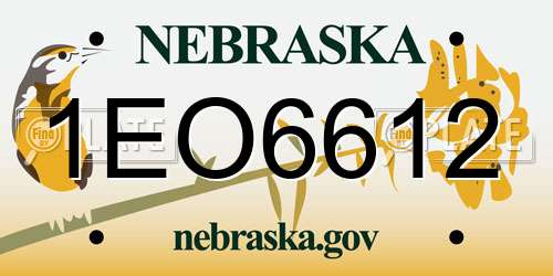 1EO6612 Nebraska License Plate