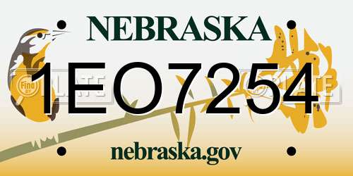 1EO7254 Nebraska License Plate