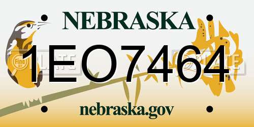1EO7464 Nebraska License Plate