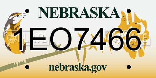 1EO7466 Nebraska License Plate
