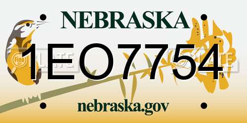 1EO7754 Nebraska License Plate