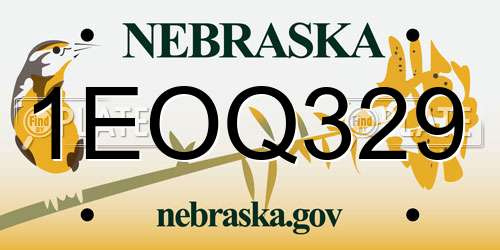 1EOQ329 Nebraska License Plate