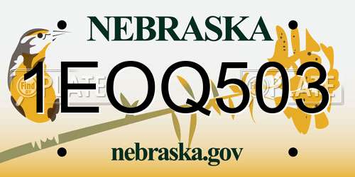 1EOQ503 Nebraska License Plate