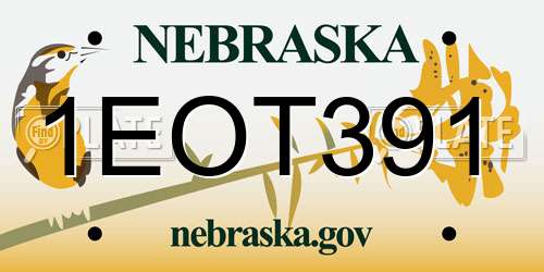 1EOT391 Nebraska License Plate