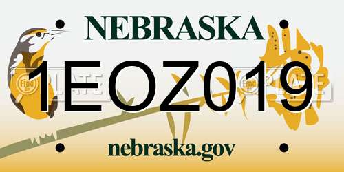 1EOZ019 Nebraska License Plate