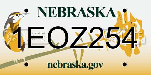 1EOZ254 Nebraska License Plate